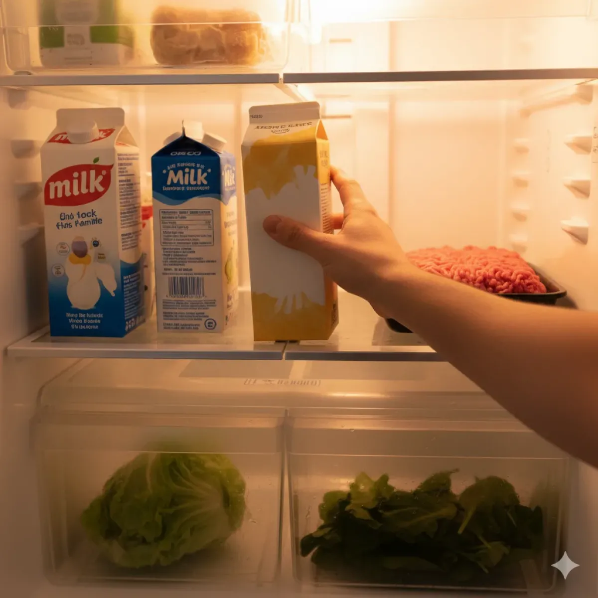 Buzdolabı neden soğutmaz? İçi yiyecek dolu olan ancak soğutmayan arızalı bir buzdolabının iç görünümü.